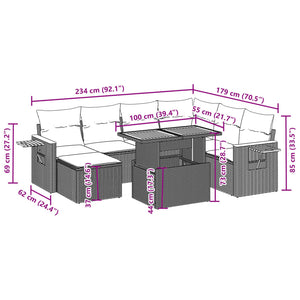Loungegrupp för trädgården med dynor 8 delar svart konstrotting