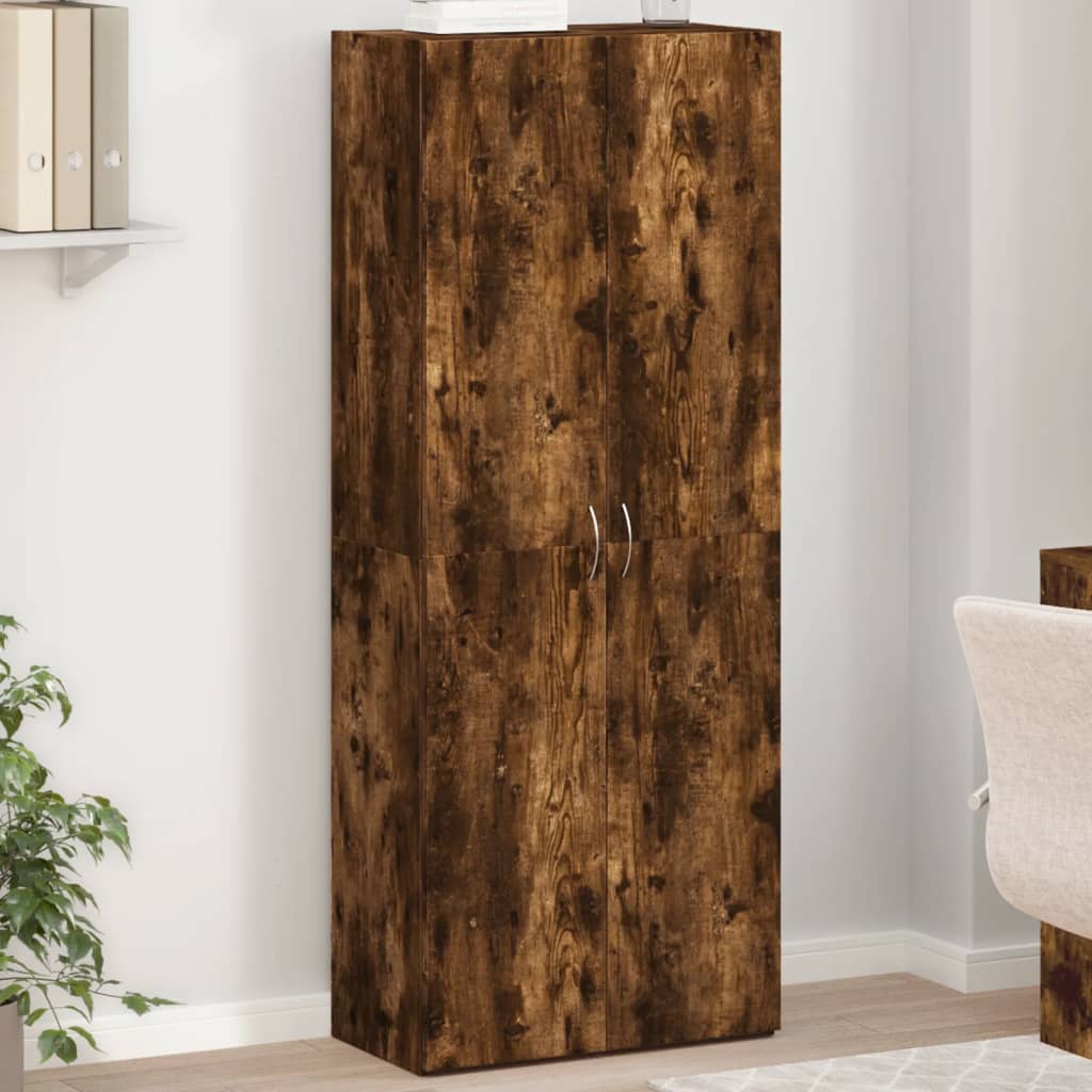 Dokumentskåp rökfärgad ek 60x32x153 cm konstruerat trä