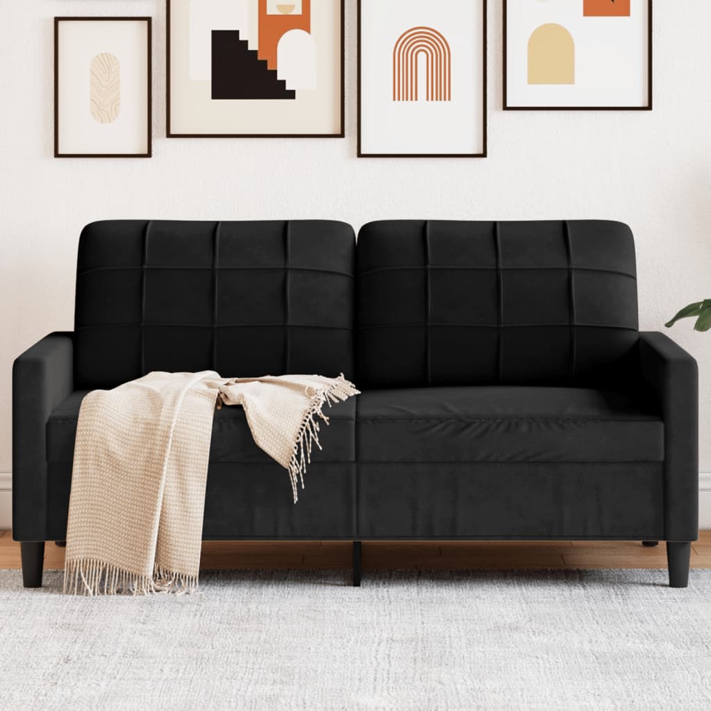 Soffa 2-sits svart 140 cm sammet