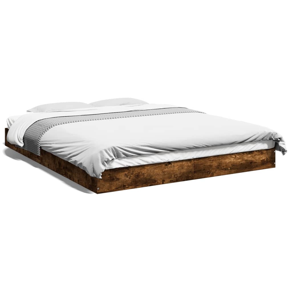 Sängram utan madrass rökt ek 160x200cm konstruerat trä