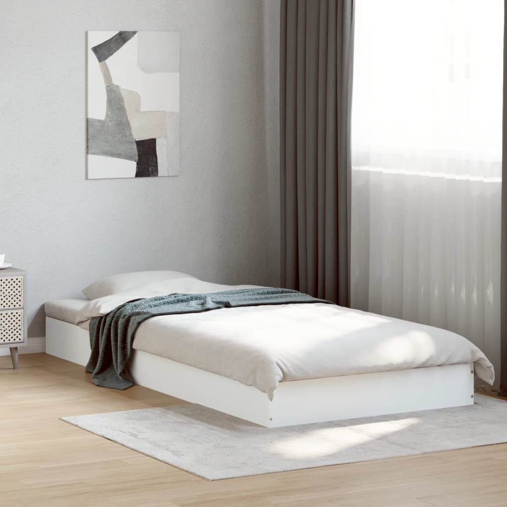 Sängram vit 90x200 cm konstruerat trä