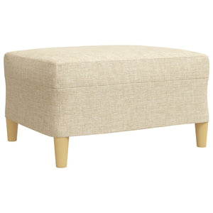 Soffgrupp med fotpall 3 delar gräddvit tyg