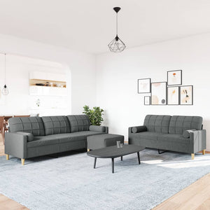 Soffgrupp med pall&kuddar 3 delar mörkgrå tyg