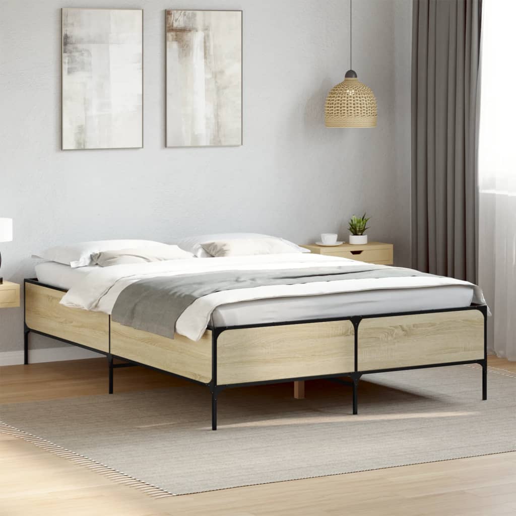 Sängram sonoma-ek 120x190 cm konstruerat trä och metall