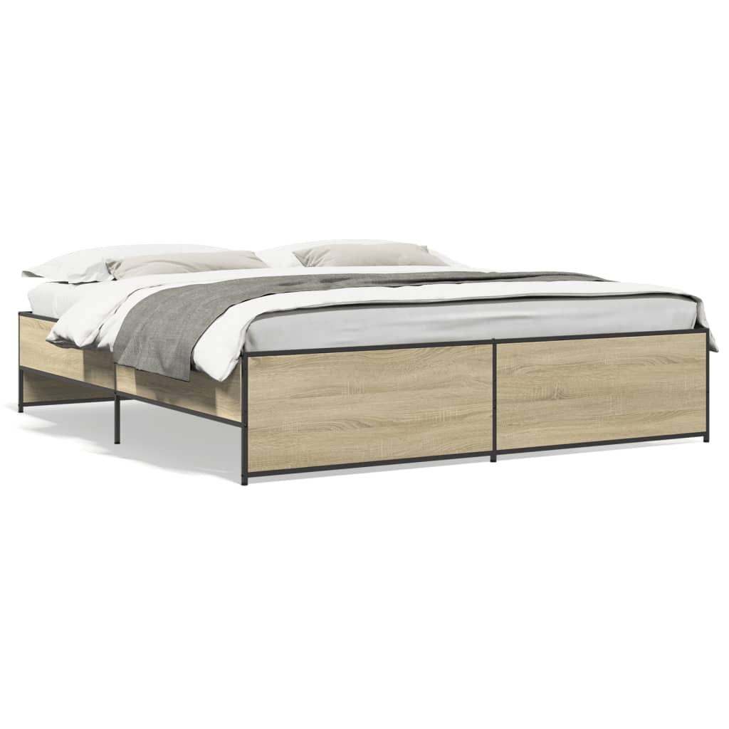 Sängram sonoma-ek 180x200 cm konstruerat trä och metall