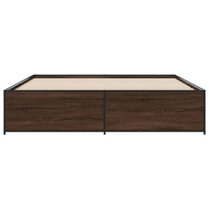 Sängram brun ek 180x200 cm konstruerat trä och metall