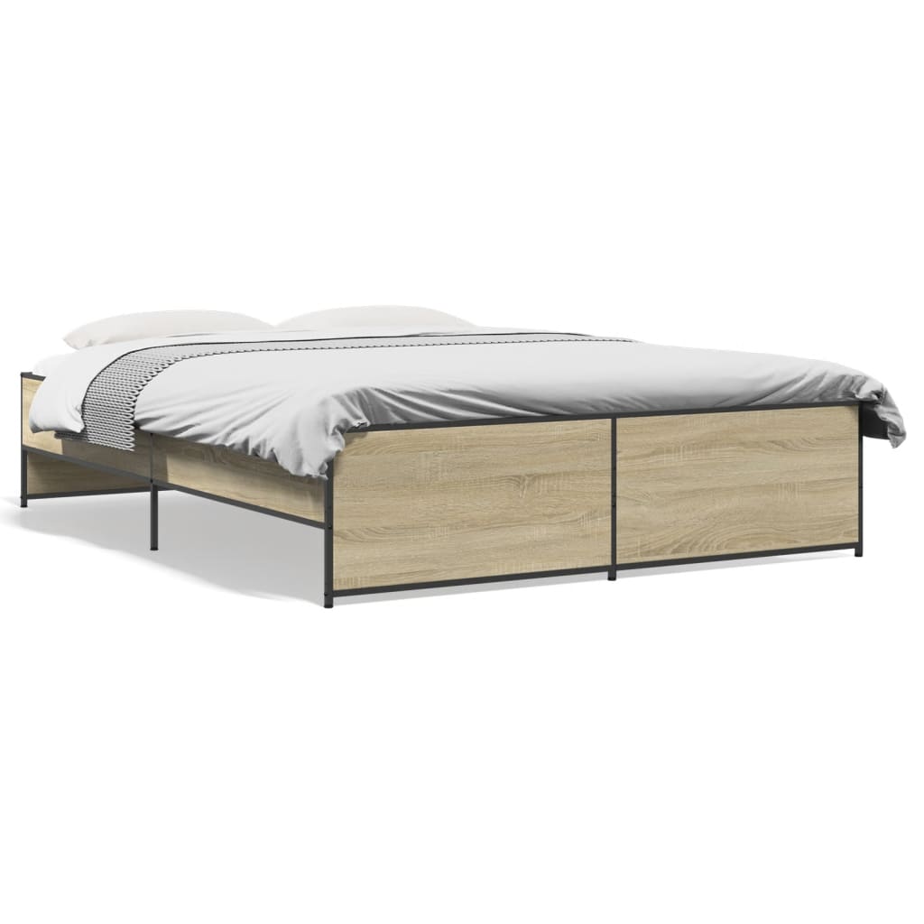 Sängram sonoma-ek 160x200 cm konstruerat trä och metall
