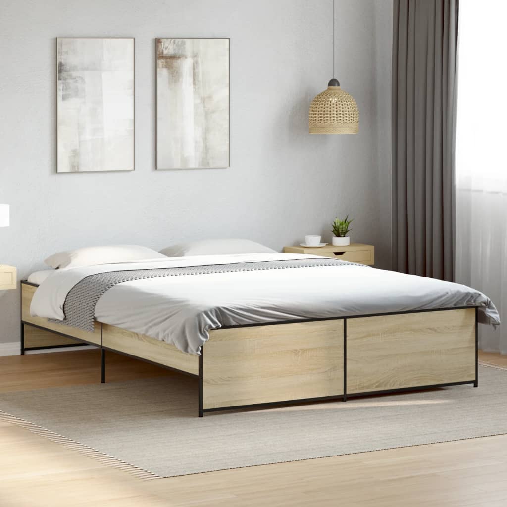 Sängram sonoma-ek 160x200 cm konstruerat trä och metall