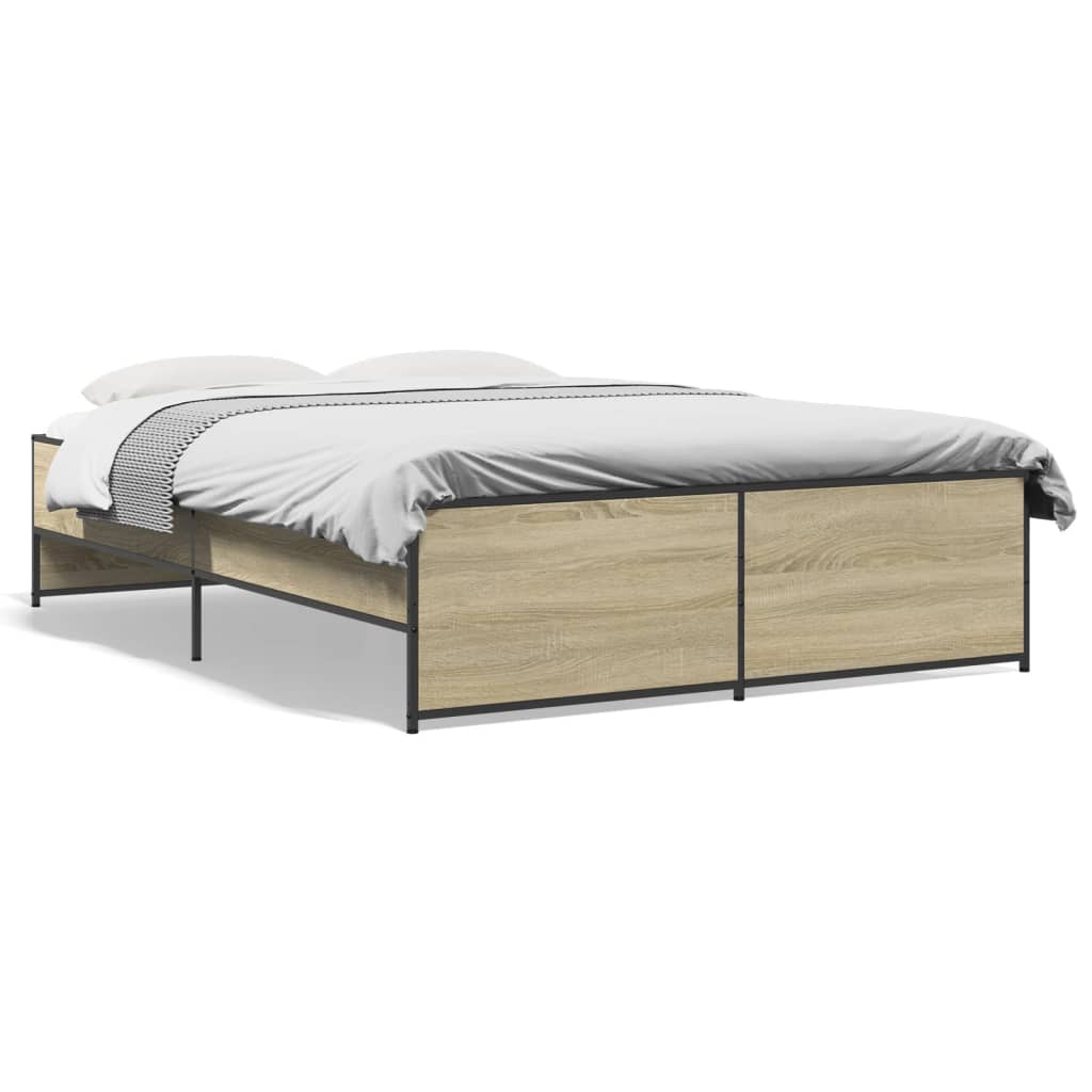 Sängram sonoma-ek 135x190 cm konstruerat trä och metall