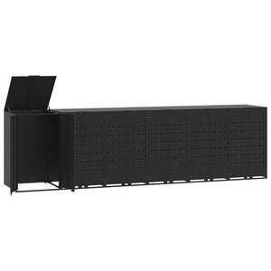 Skjul för sopkärl för 6 platser svart 414x79x117 cm stål