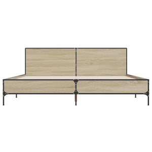 Sängram sonoma-ek 200x200 cm konstruerat trä och metall