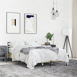 Sängram sonoma-ek 140x200 cm konstruerad trä och metall