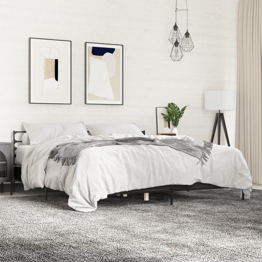 Sängram svart 180x200 cm konstruerat trä och metall