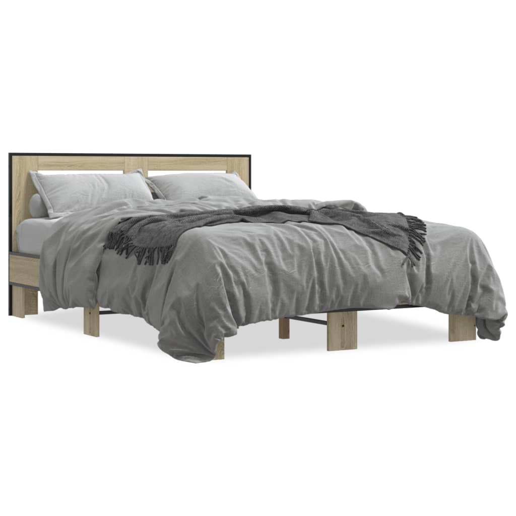 Sängram sonoma-ek 140x190 cm konstruerat trä och metall