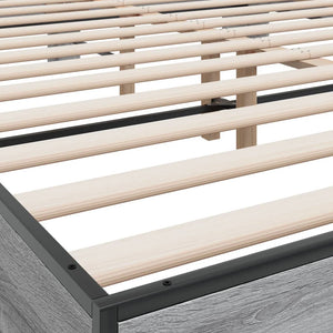 Sängram grå sonoma 150x200 cm konstruerad trä och metall