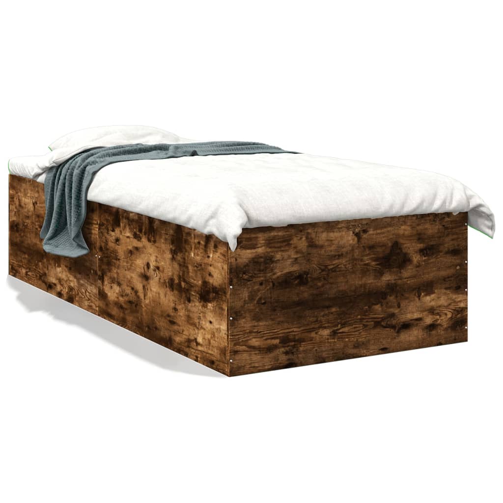 Sängram rökfärgad ek 100x200 cm konstruerad trä
