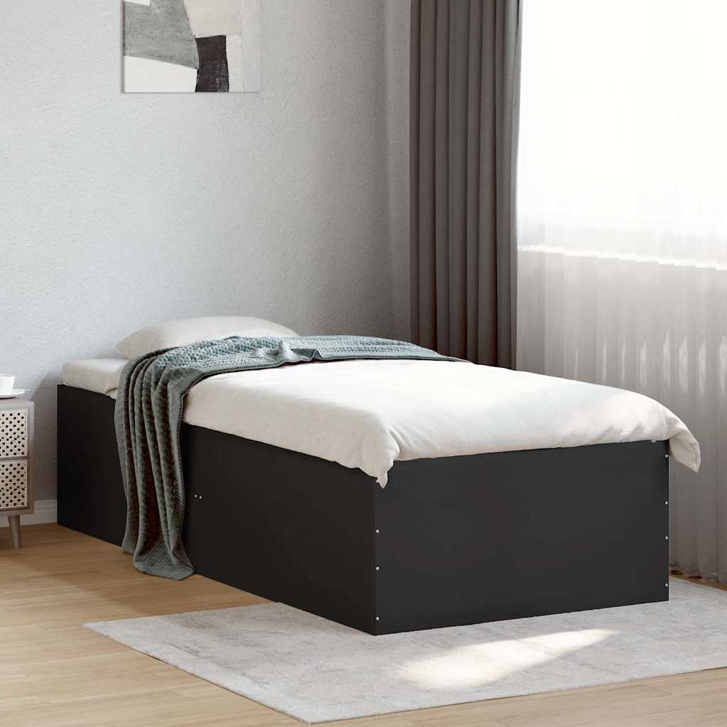 Sängram svart 75x190 cm konstruerat trä