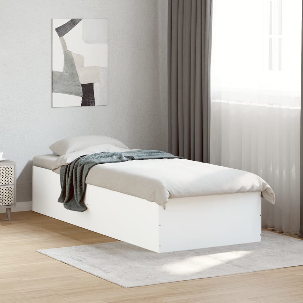 Sängram vit 100x200 cm konstruerad trä