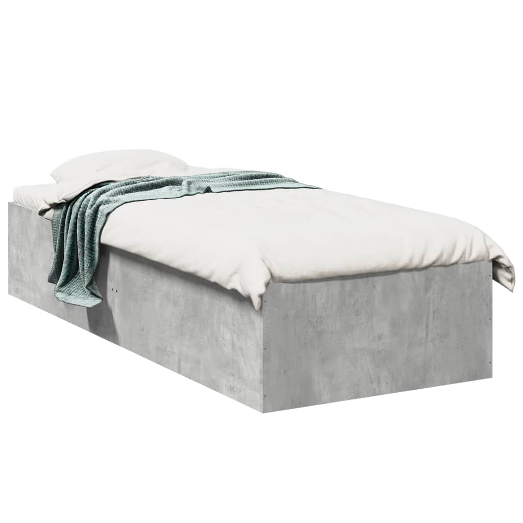 Sängram betonggrå 100x200 cm konstruerad trä