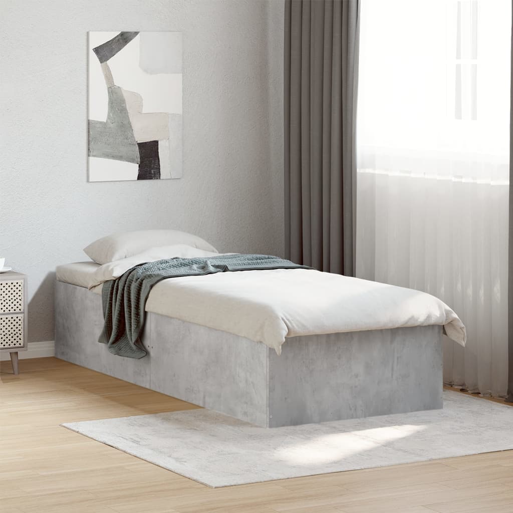 Sängram betonggrå 100x200 cm konstruerad trä