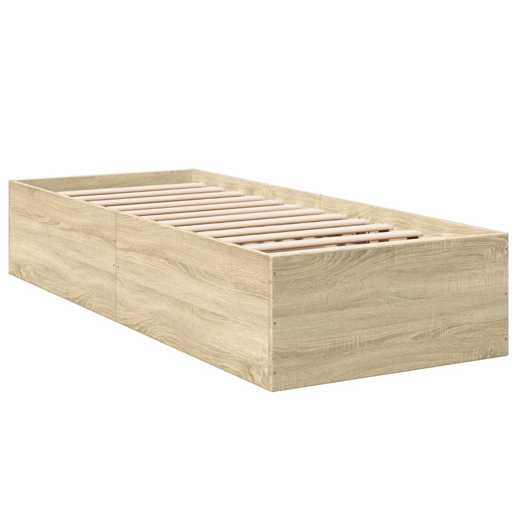 Sängram sonoma-ek 90x190 cm konstruerad trä