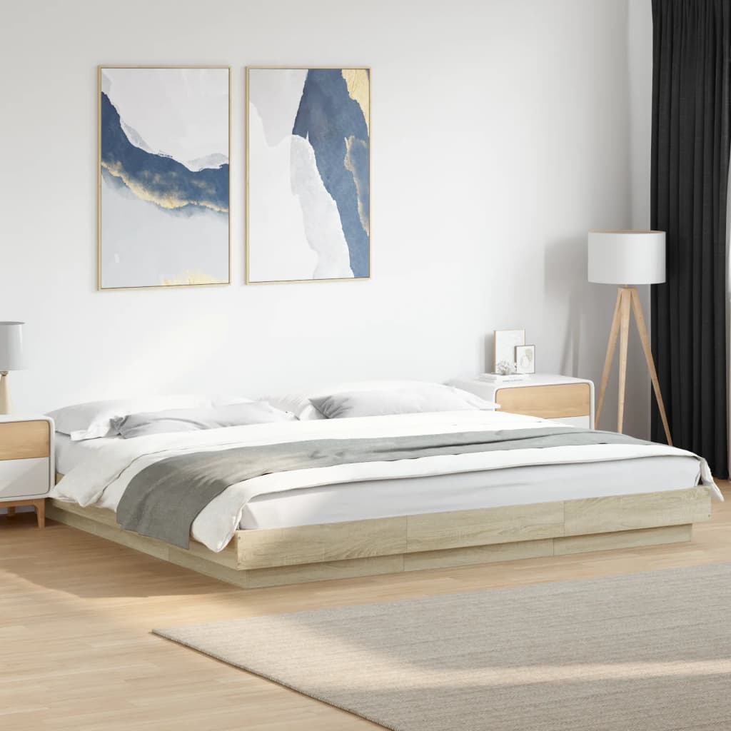 Sängram sonoma-ek 200x200 cm konstruerat trä