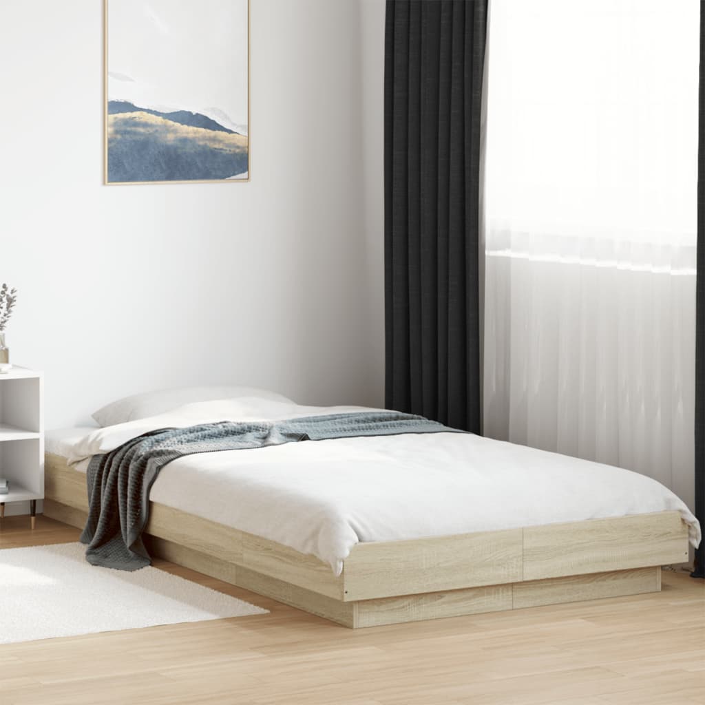 Sängram sonoma-ek 90x190 cm konstruerad trä