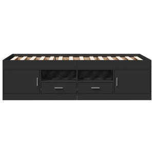 Dagbädd med lådor utan madrass svart 90x190 cm