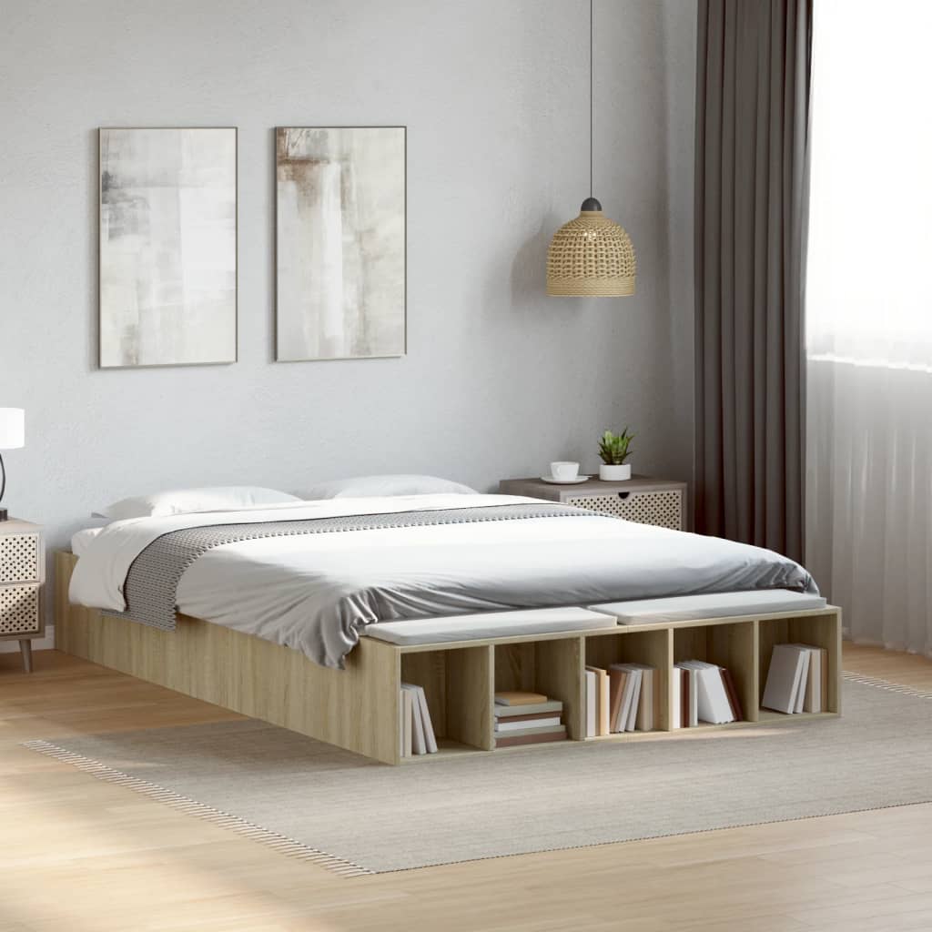 Sängram sonoma-ek 135x190 cm konstruerat trä