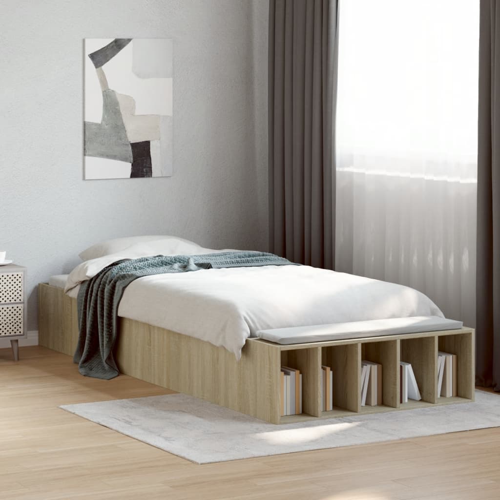 Sängram sonoma-ek 100x200 cm konstruerad trä