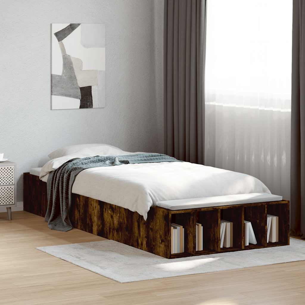 Sängram rökfärgad ek 90x190 cm konstruerad trä