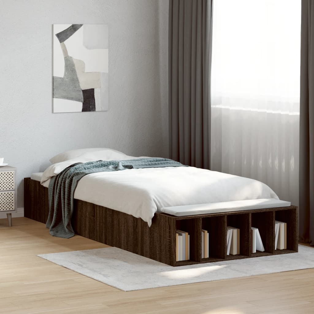 Sängram brun ek 75x190 cm konstruerad trä