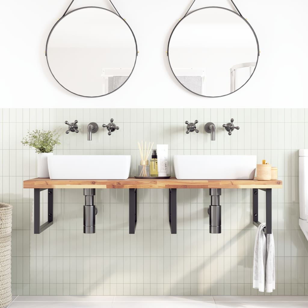 Bänkskiva för badrum obehandlad 140x60x4 cm massivt akaciaträ
