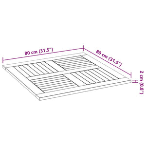 Bordsskiva 80x80x2,2 cm fyrkantig massivt akacia