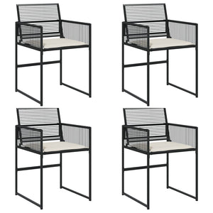 Trädgårdsstolar med dynor 4 st svart konstrotting