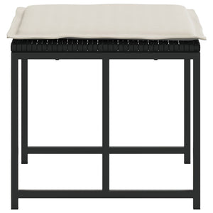 Trädgårdspallar med dynor 4 st svart konstrotting