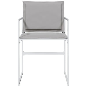 Trädgårdsstolar med dynor 4 st vit stål och textilen