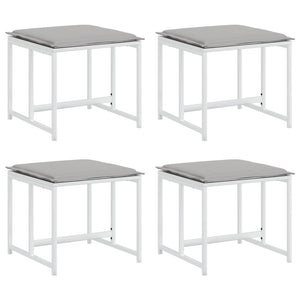 Trädgårdspallar med dynor 4 st vit stål och textilen