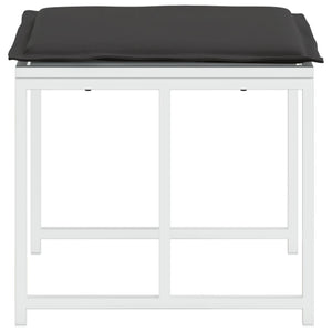 Trädgårdspallar med dynor 4 st vit stål och textilen