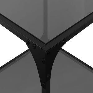 Soffbord med svart glasskiva 2 st 40x40x40 cm stål