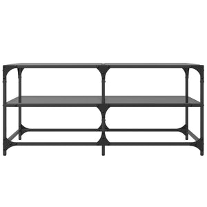 Soffbord med svart glasskiva 98,5x50x45 cm stål