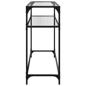 Konsolbord med transparent glasskiva 98x35x81 cm stål