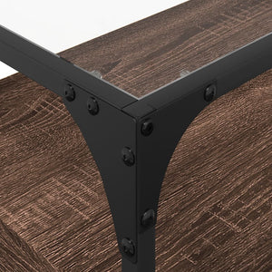 Tv-bänk med glasskiva brun ek 60x35x51 cm konstruerat trä