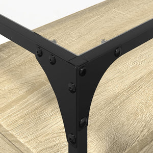 Tv-bänk med glasskiva sonoma ek 80x35x51 cm konstruerat trä