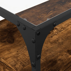 Tv-bänk med glasskiva rökfärgad ek 80x35x51 cm konstruerat trä