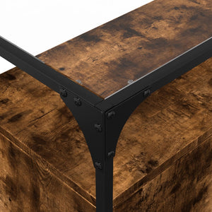 Skänk med glasskiva rökfärgad ek 98x35x81 cm konstruerat trä