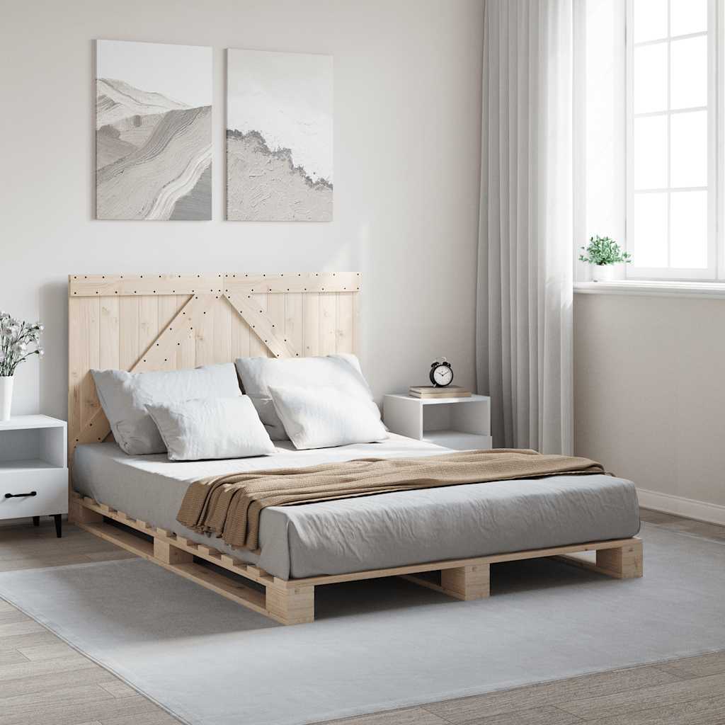 Sängram med huvudgavel 140x200 cm massiv furu