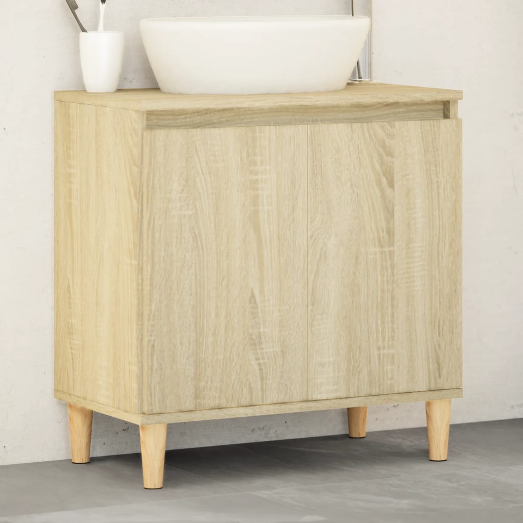Tvättställsskåp sonoma-ek 58x33x60 cm konstruerat trä