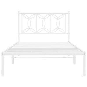 Sängram med huvudgavel metall vit 107x203 cm