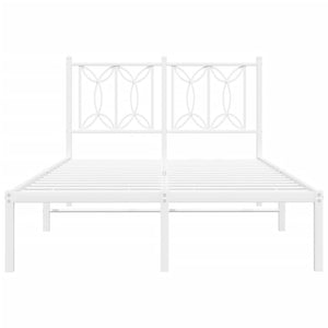 Sängram med huvudgavel metall vit 120x190 cm